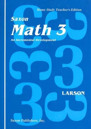 PDF/READ Saxon Math 3: An Incremental Development, Teacher's Edition