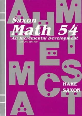 PDF/BOOK Saxon Math 54: An Incremental Development