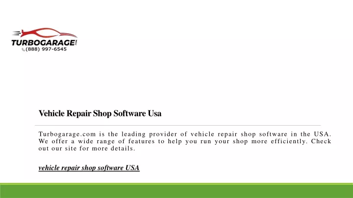 vehicle repair shop software usa