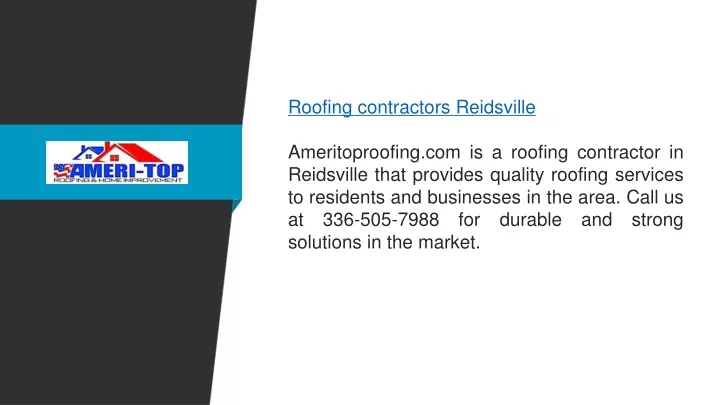 roofing contractors reidsville ameritoproofing