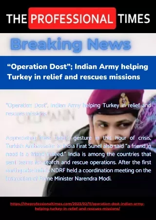 Operation Dost Indian Army helping Turkey in relief and rescues missions