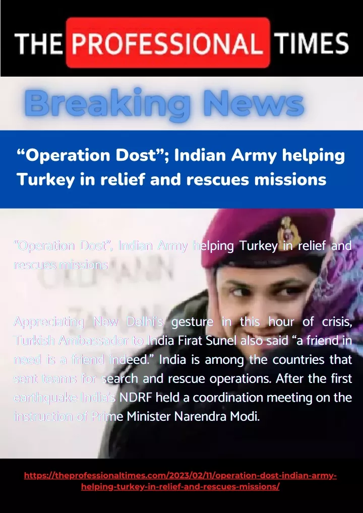 operation dost indian army helping turkey