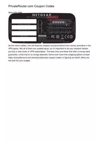 privaterouter com coupon codes about this tidbit
