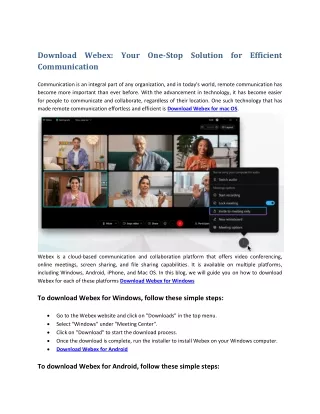 Download Webex Your One-Stop Solution for Efficient Communication
