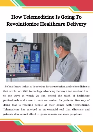 How Telemedicine Is Going To Revolutionize Healthcare Delivery