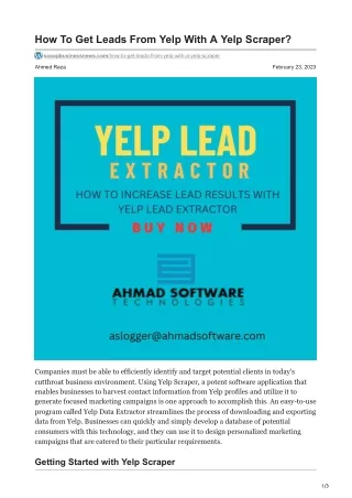 how to get leads from yelp with a yelp scraper