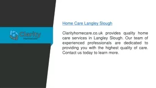Home Care Langley Slough  Clarityhomecare.co.uk