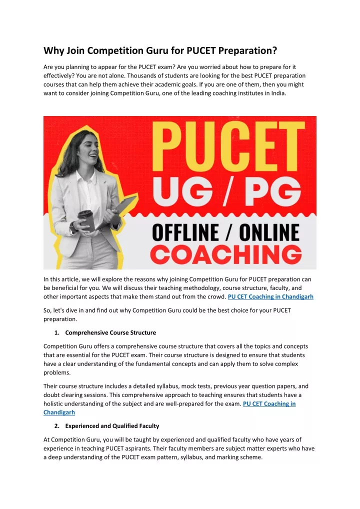 why join competition guru for pucet preparation