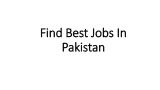 Find Best Jobs In Pakistan