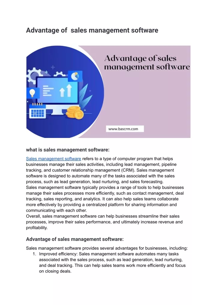 advantage of sales management software