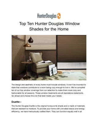 Top Ten Hunter Douglas Window Shades for the Home