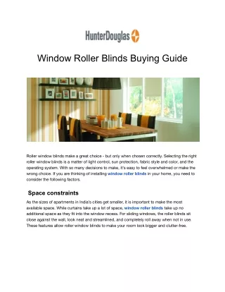 Window Roller Blinds Buying Guide