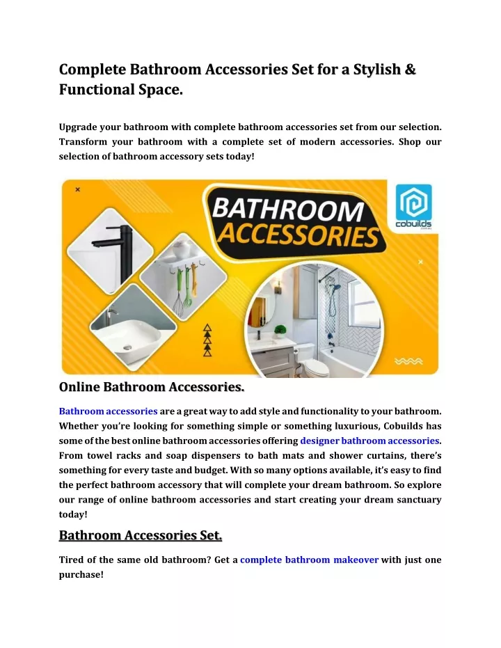 complete bathroom accessories set for a stylish