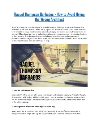 raquel thompson barbados how to avoid hiring
