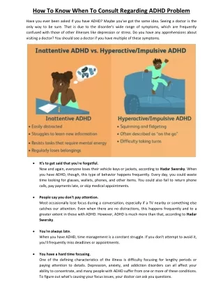 Hadar Swersky ! When To Consult Regarding ADHD Problem