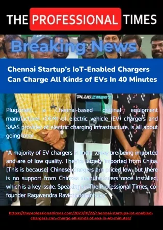 Chennai Startups IoT-Enabled Chargers Can Charge All Kinds of EVs In 40 Minutes