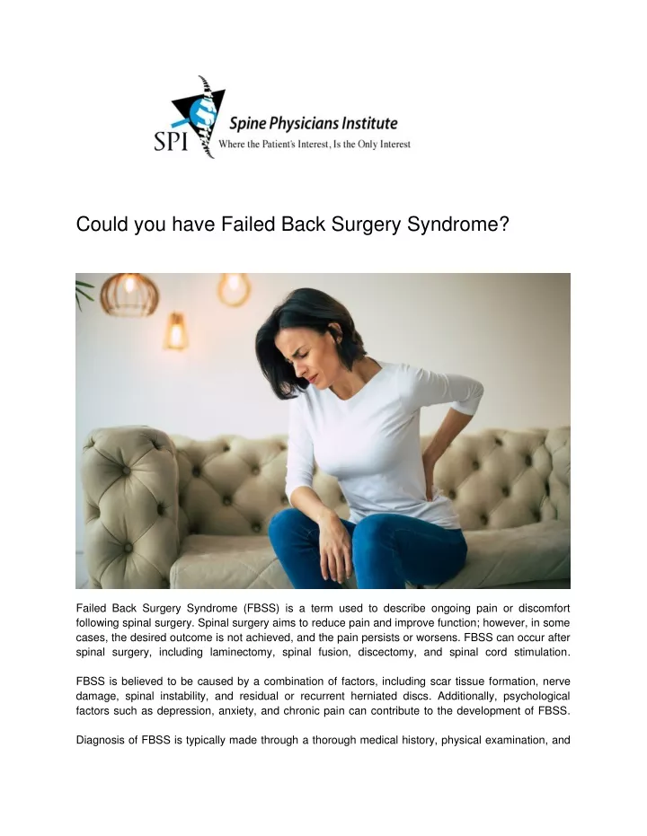 could you have failed back surgery syndrome