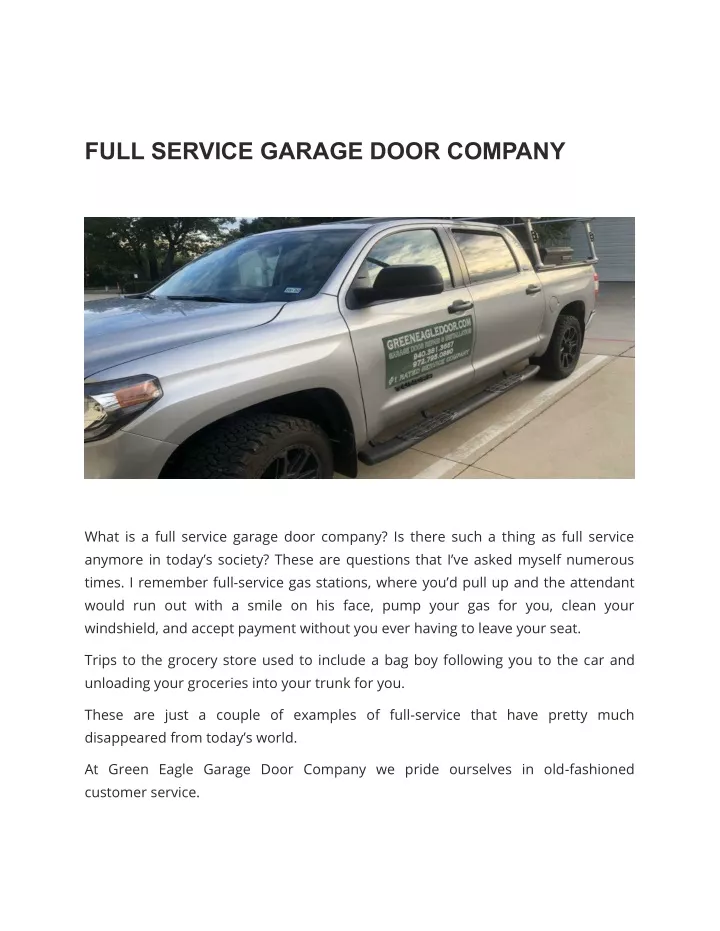 full service garage door company