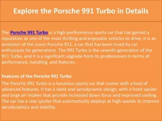 Explore the Porsche 991 Turbo in Details