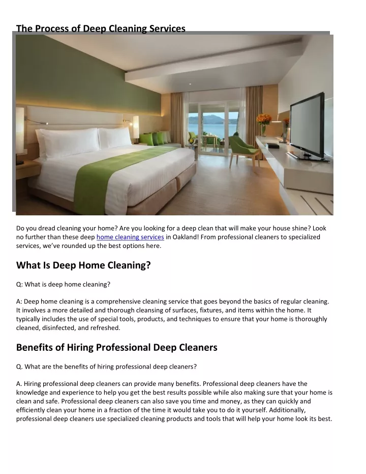 the process of deep cleaning services