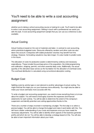 you ll need to be able to write a cost accounting