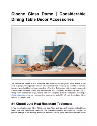 Cloche Glass Dome _ Considerable Dining Table Decor Accessories