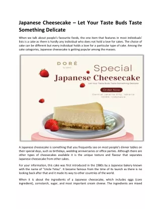 Japanese Cheesecake – Let Your Taste Buds Taste Something Delicate