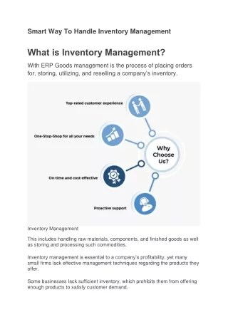 Smart Way To Handle Inventory Management