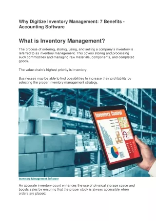Why Digitize Inventory Management: 7 Benefits -Accounting Software