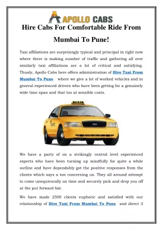 Hire Taxi From Mumbai To Pune  Call-09769864446