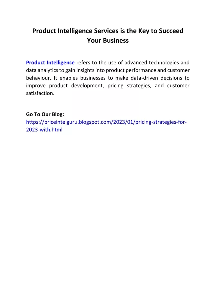 product intelligence services