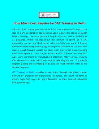 how much cost require for sat training in delhi