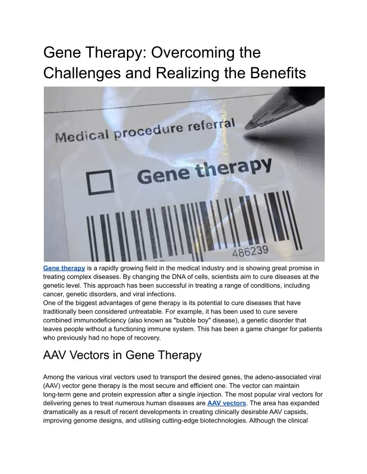 gene therapy overcoming the challenges