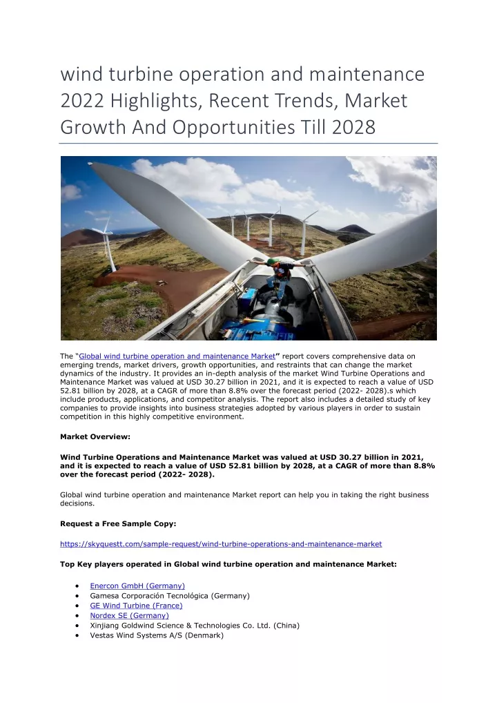wind turbine operation and maintenance 2022