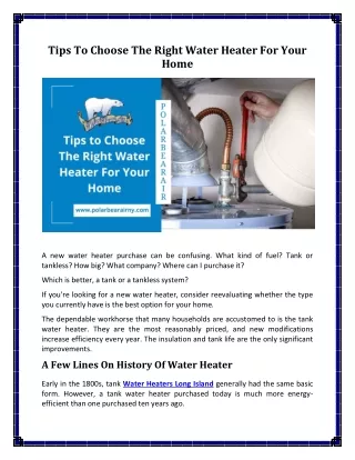 Tips to Choose The Right Water Heater For Your Home