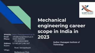 Mechanical engineering career scope in India in 2023 - Karpagam Institute of Technology