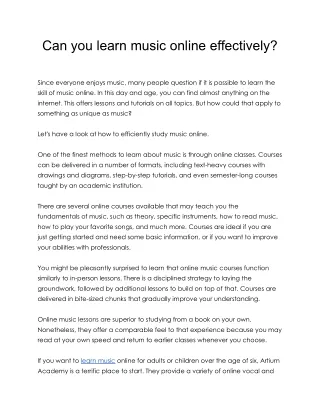 can you learn music online effectively