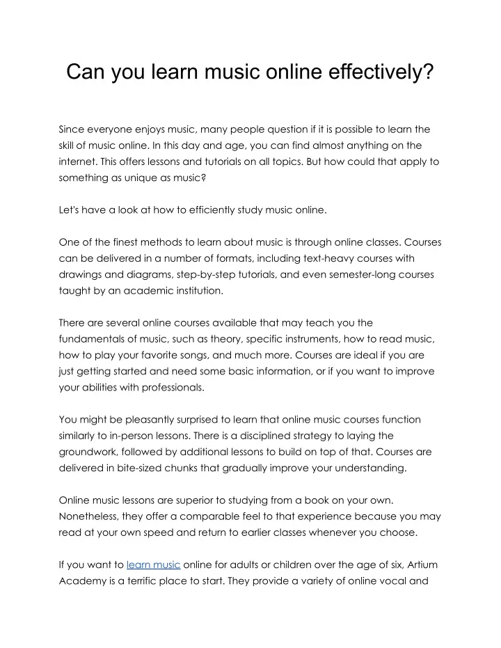 can you learn music online effectively