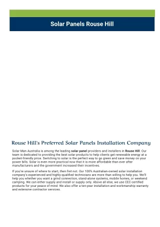 Solar Panels Rouse Hill