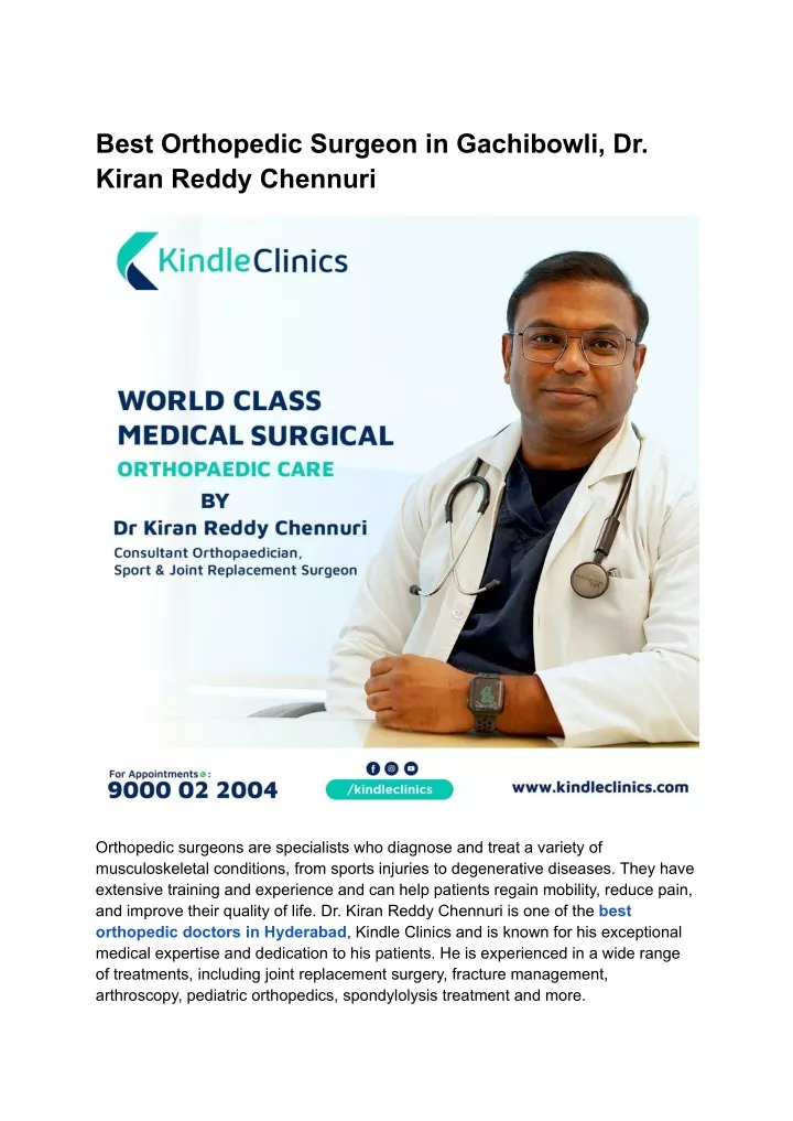 best orthopedic surgeon in gachibowli dr kiran