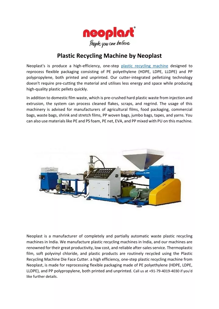 plastic recycling machine research paper