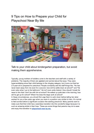 9 Tips on How to Prepare your Child for Playschool Near By Me (1)