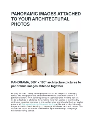 PANORAMIC IMAGES ATTACHED TO YOUR ARCHITECTURAL PHOTOS