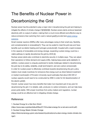 The Benefits of Nuclear Power in Decarbonizing the Grid