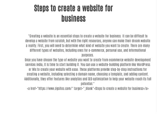 Steps to create a website for business