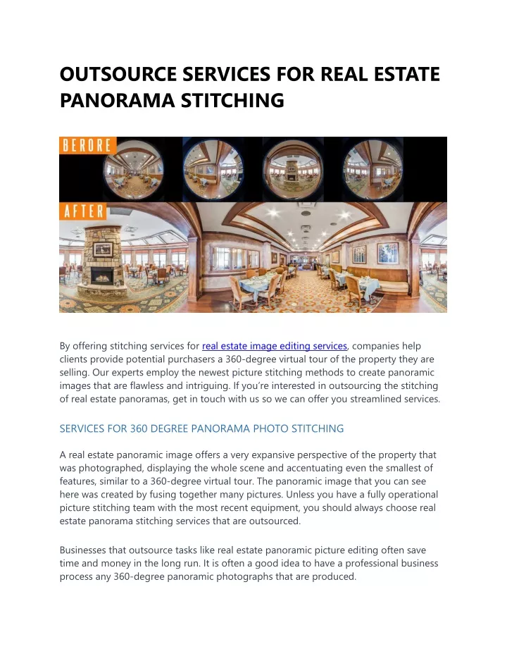 outsource services for real estate panorama