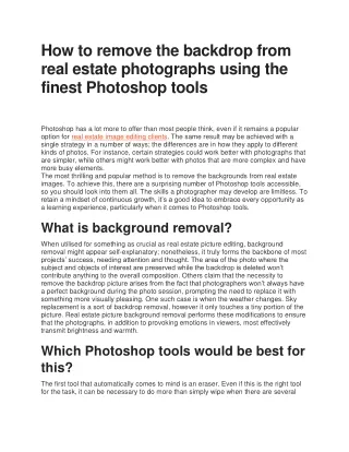 How to remove the backdrop from real estate photographs using the finest Photoshop tools