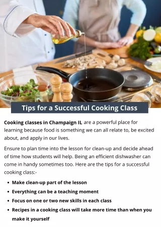 tips for a successful cooking class