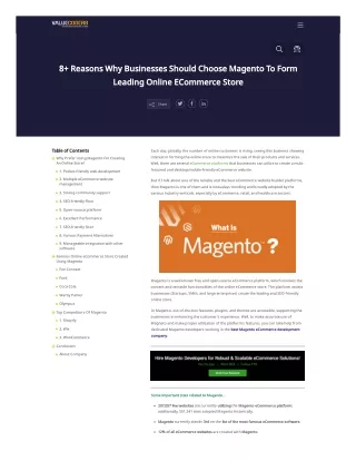 8  Reasons Why Businesses Should Choose Magento To Form Leading Online ECommerce Store
