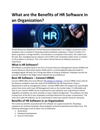 What are the Benefits of HR Software in an Organization_